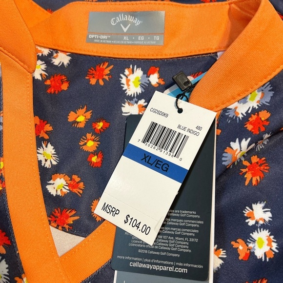 NWT Callaway Floral Printed Sleeveless Opti-Dri Golf Dress Fluted Hem Indigo XL - Picture 7 of 7